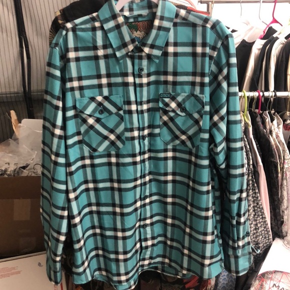 DIXXON “Cancun” long sleeve button down flannel shirt men’s large EUC - Picture 1 of 4